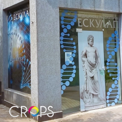 Облепяне на витрини за "Ескулап" www.crops.bg