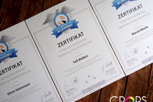 Печат на сертификати и дипломи за Klick Tipp Academy, http://crops.bg/